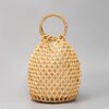 Buddha Stones Hand-woven Wooden Beads Bamboo Handle Shoulder Bag Handbag