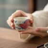 Buddha Stones Koi Fish Arowana Peony Sunflower Ceramic Teacup Kung Fu Tea Cup 60ml