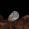 Buddha Stones 925 Sterling Silver Sanskrit Design Carved Protection Adjustable Ring