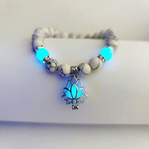 FREE Today: Positive Thinking Tibetan Turquoise Glowstone Luminous Bead Lotus Protection Bracelet