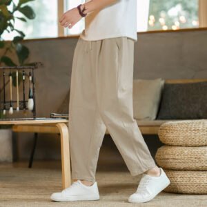 Buddha Stones Summer Men's Cotton Pants With Pockets