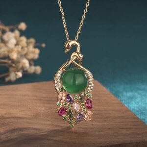 Buddha Stones Cyan Jade Success Necklace Chain Pendant
