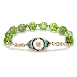 Buddha Stones Natural Peridot Evil Eye Abundance Bracelet