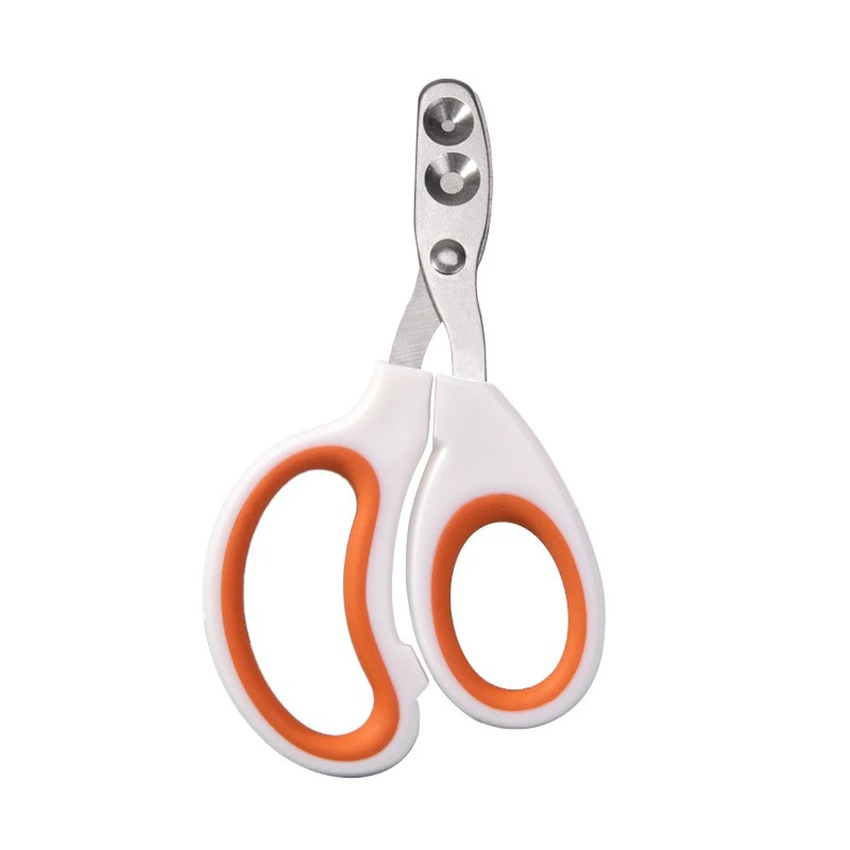 Round-tip pet nail clipper with orange grip rings