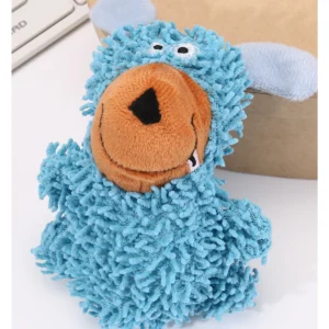 Blue fluffy squeaky dog toy